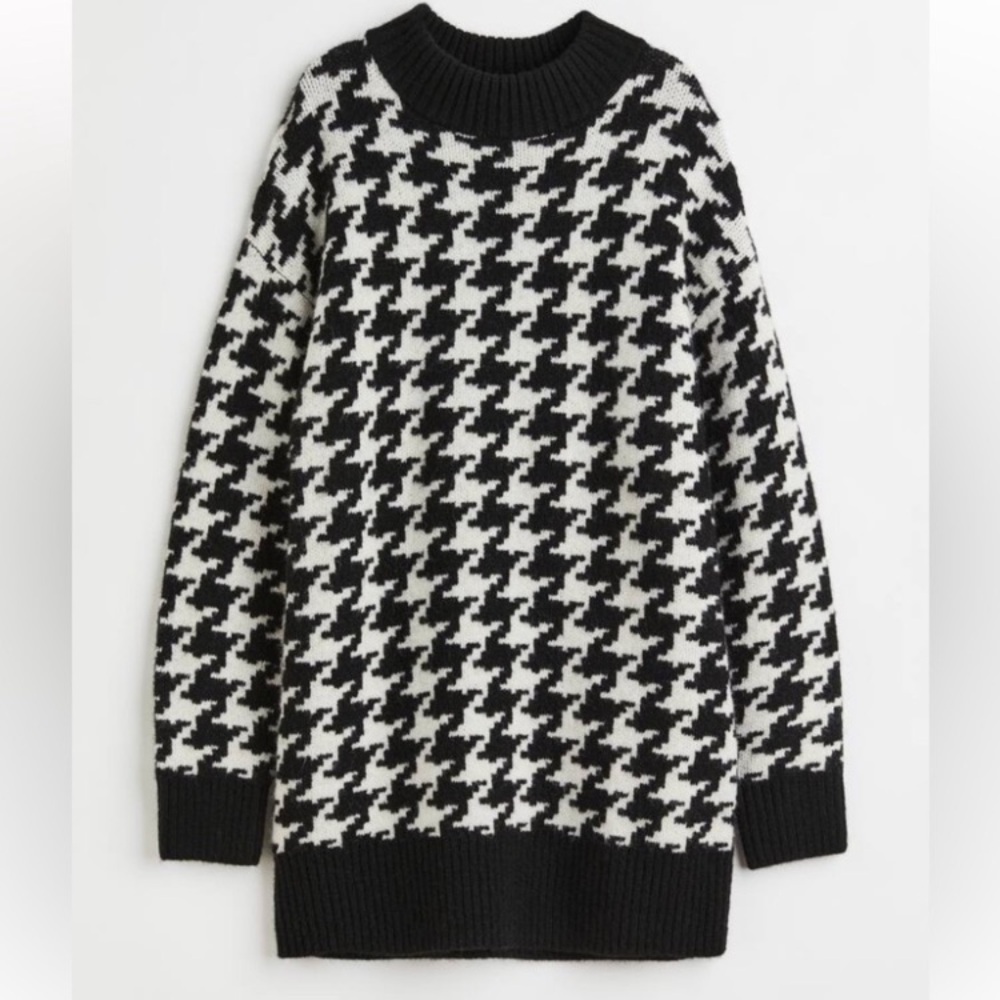 NWT H&M houndstooth oversized sweater size S